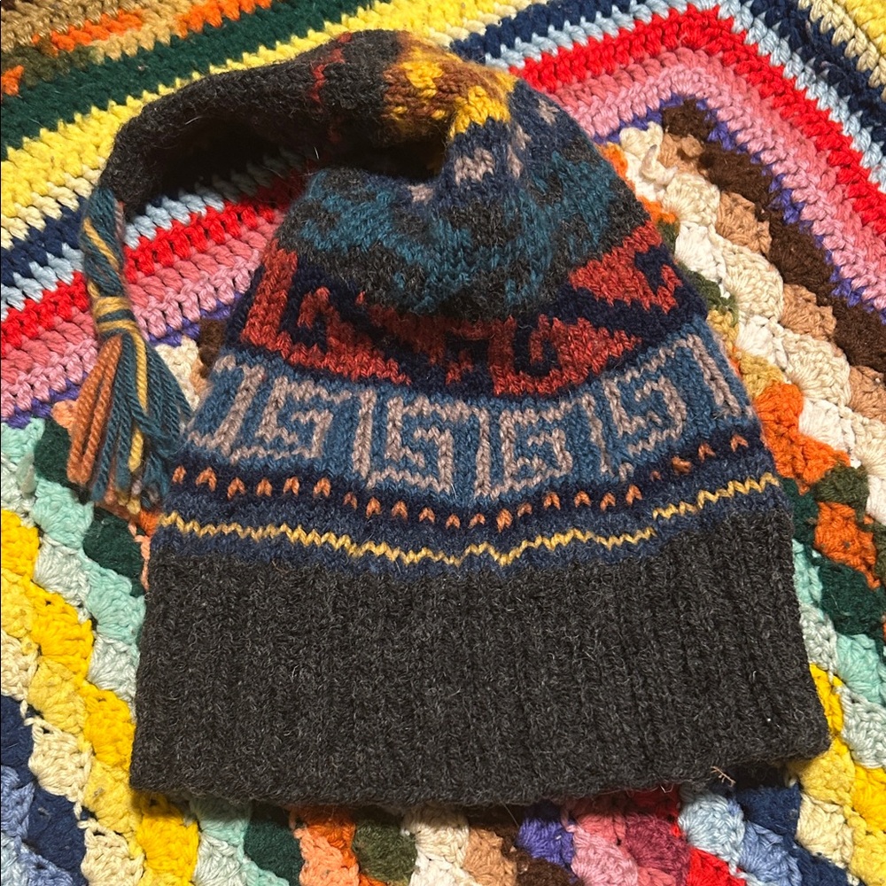 Kids Multicolor Knit Pom Pom Beanie Hat